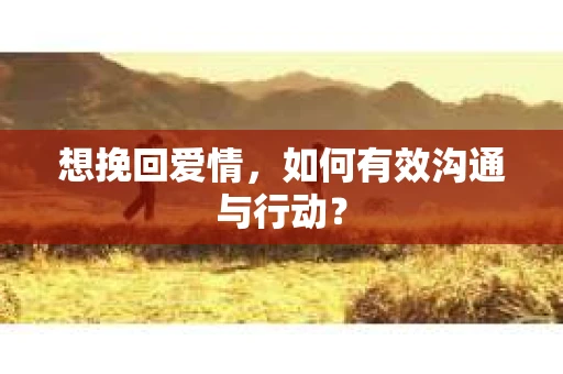 想挽回爱情，如何有效沟通与行动？