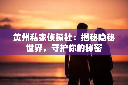 黄州私家侦探社：揭秘隐秘世界，守护你的秘密