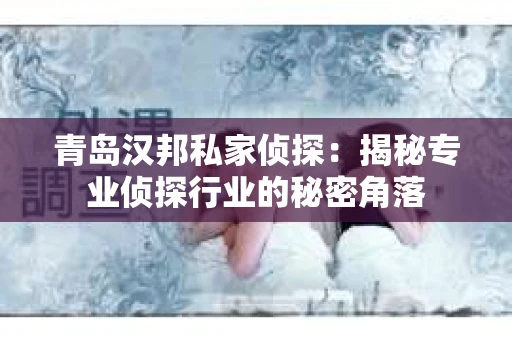 青岛汉邦私家侦探：揭秘专业侦探行业的秘密角落