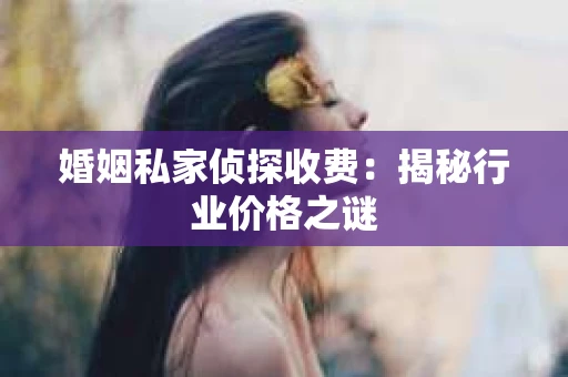 婚姻私家侦探收费：揭秘行业价格之谜
