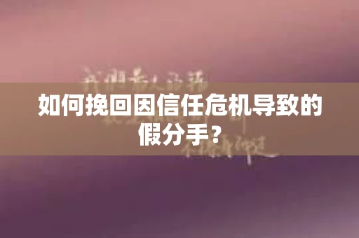 如何挽回因信任危机导致的假分手？