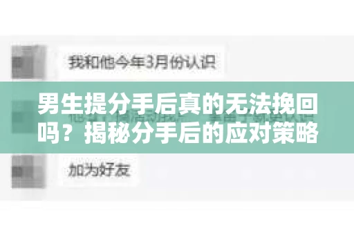 男生提分手后真的无法挽回吗?揭秘分手后的应对策略 男生提分手后真的无法挽回吗?揭秘分手后的应对策略
